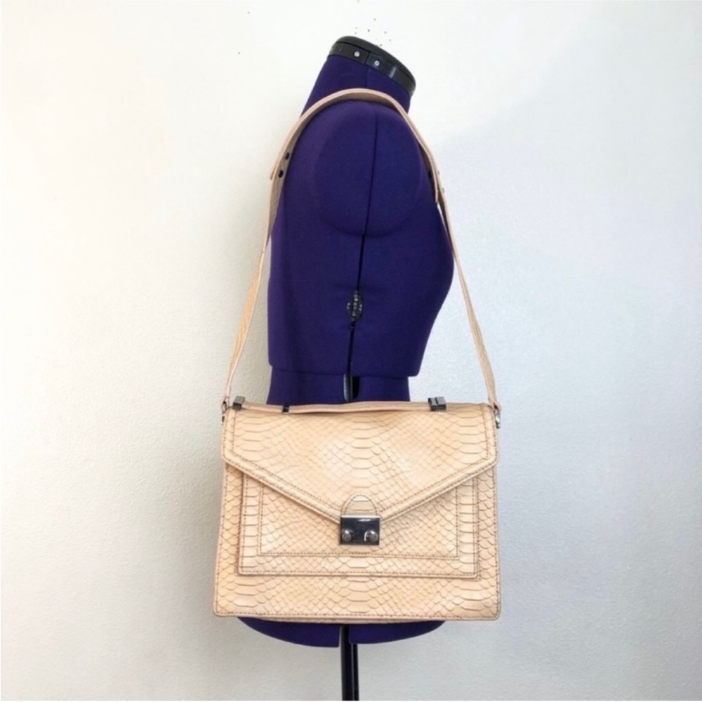 Loeffler Randall Nude Beige Python Embossed Satch… - image 2